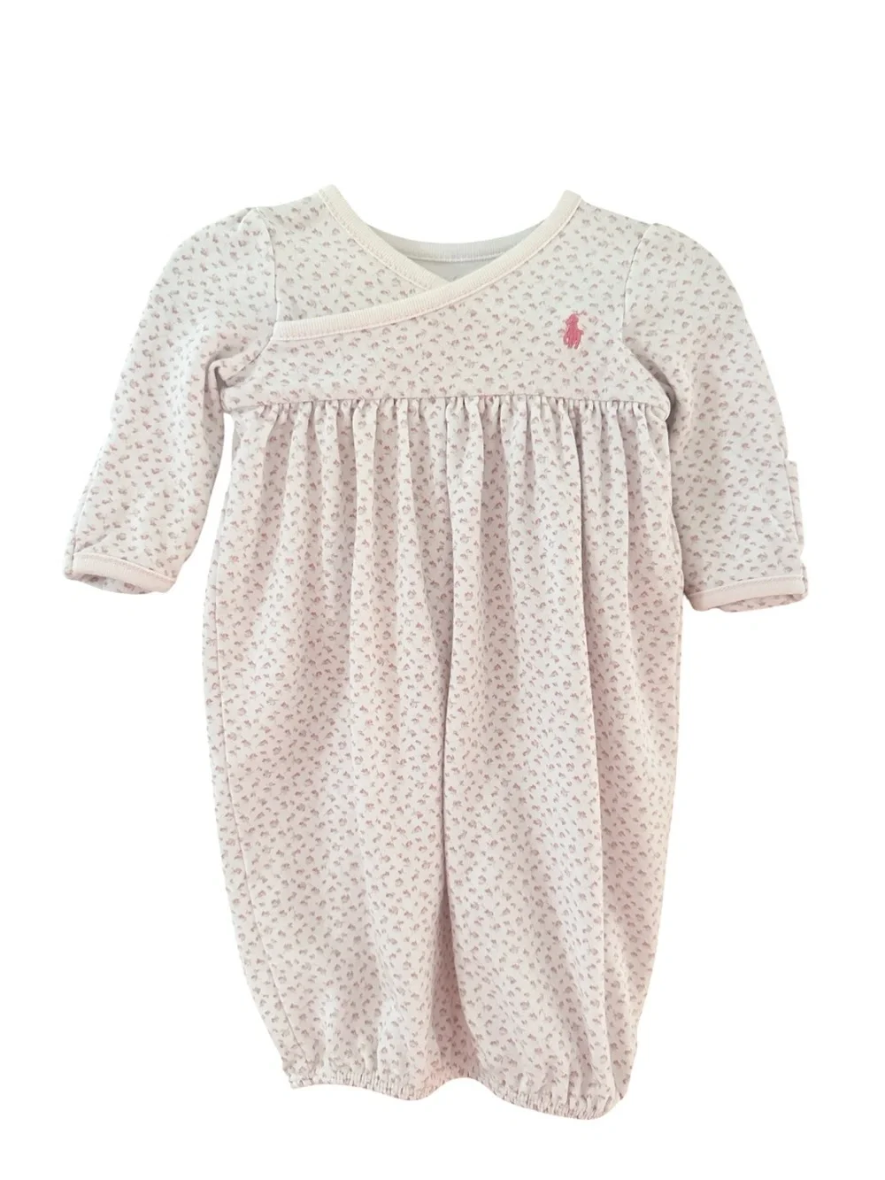 Ralph Lauren Girls Layette Pink and White Floral Gown • Newborn
